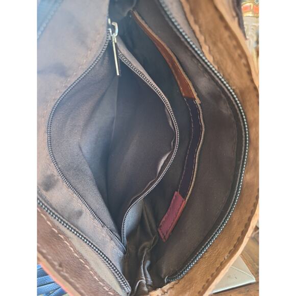 Leather Multicolored Fringe Crossbody 9"x9" NWOT - Picture 8 of 11